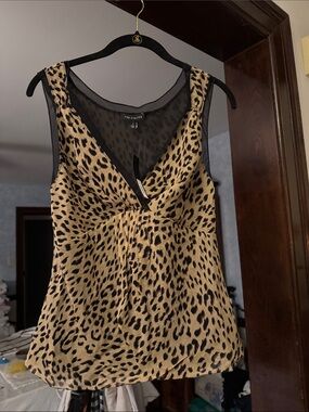 The Limited Leopard Print V-Neck Sleeveless Cami - Tan & Black